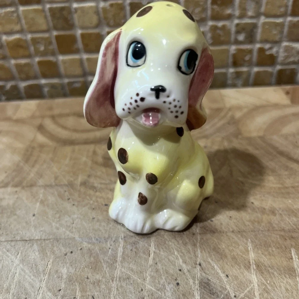 Vintage Spotted Yellow Dog Dalmatian Salt Shaker Japan Kitsch MCM 50s